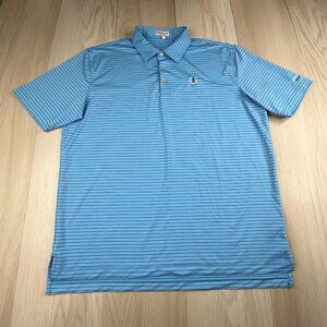 Peter Millar Mens Blue Striped Summer Comfort Geronimo Desert Polo Shirt Size XL